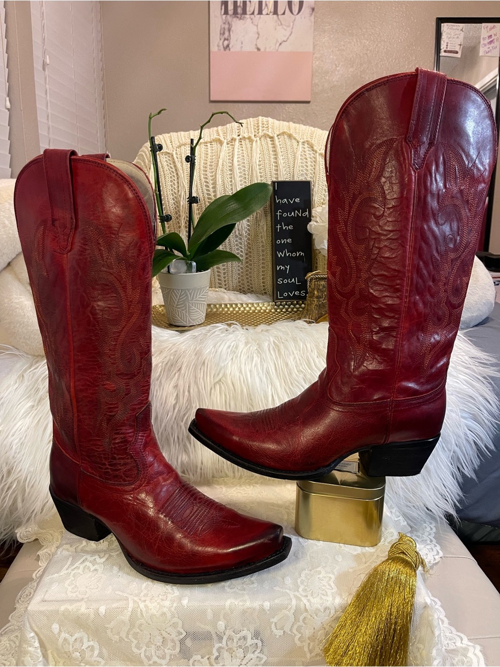 Freebird EUC Woodland Leather Western Boot in Red Colorway MSRP$325
